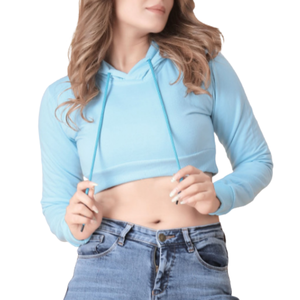 Trendy Women's Cotton Terry <b>Zip</b>-<b>Up</b> <b>Cropped</b> Hoodie 100% Cotton Embroidered Eco-Friendly Relaxed Fit Streetwear Crop Top Hoodies - Product Image 4