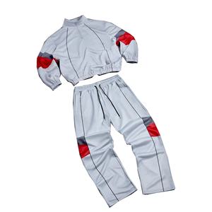 Men's High Quality Winter Two-Piece Set Breathable <b>Zip</b>-<b>Up</b> <b>Jacket</b> Reflective Stripe Solid Cotton Track Pants Plus Eco-Friendly - Product Image 1