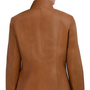 Chaqueta de cuero de color sólido para mujer de diseño personalizado ropa de calle de punto transpirable - Product Image 3