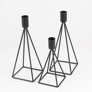 Lot de 3 derniers bougeoirs décoratifs en métal couleur noir mat bougeoirs de style moderne pour la décoration d'hôtel - Product Image 3