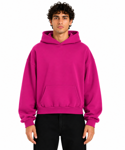 เสื้อฮู้ดดี้โอเวอร์ไซส์สำหรับผู้ชาย ผลิตในอิตาลี 100% ผ้าโพลีคอตตอนผสมเนื้อนุ่มพิเศษ สำหรับฤดูหนาว ODM มีกระเป๋า สีชมพูบานเย็น - Product Image 1