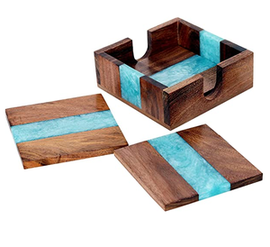 Posavasos de madera y resina con forma cuadrada de hueso de cuerno de diseño único más vendido, posavasos de madera, posavasos de madera, decoración del hogar de alta calidad - Product Image 5