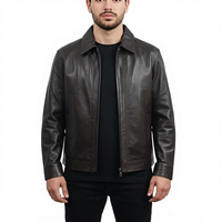 Veste d'hiver pour homme en cuir d'agneau véritable, col montant, fermeture éclair, respirante, coton écologique, grande taille, coupe ample, haute couture