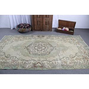 พรมวินเทจขนาดใหญ่ 5.4x10 ฟุต พรมตุรกี พรมขนสัตว์ลายดอกไม้สีเขียวน้ำตาล - Product Image 3