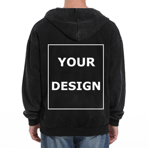 เสื้อฮู้ดซิปผู้ชายแบบสั่งทำจากโรงงาน OEM ทรงปกติ ผ้าฝ้าย 100% ระบายอากาศได้ดี เหมาะสำหรับฤดูหนาว สไตล์วินเทจ - Product Image 3
