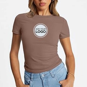 เสื้อยืดคอกลมคอกลมสำหรับผู้หญิงทรงเข้ารูปแบบคลาสสิก - Product Image 3