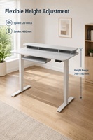 Bureau électrique réglable en hauteur à deux niveaux avec support d'écran, ergonomique, assis-debout, pour bureau à domicile, avec étagère de rangement, vente en gros