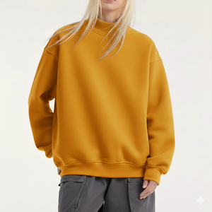 Stylish Women's Mockneck Long Sleeve <b>Top</b>-Fleece Fabric Polyester/Cotton Blend Winter Casual - Product Image 1