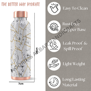 Botella de agua reutilizable de cobre ligera hecha a mano de lujo de 950ml a prueba de herrumbre a prueba de fugas de gama alta moderna impresión de moda tapa ecológica - Product Image 2