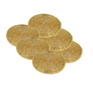 High Quality Handcrafted Round Purple Beaded <b>Jute</b> Coaster <b>Placemat</b> Pad for Tea Cup Placement Home Dining stone coasters - Product Image 3