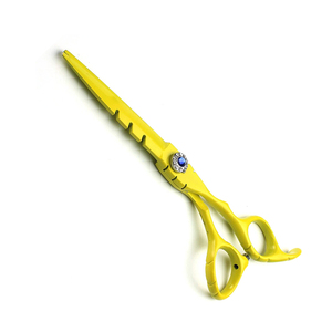 Tijeras de Peluquería de Color Amarillo para Uso Doméstico y en Salón, con Reposadíces Ajustable y Tornillo Decorativo - Product Image 1