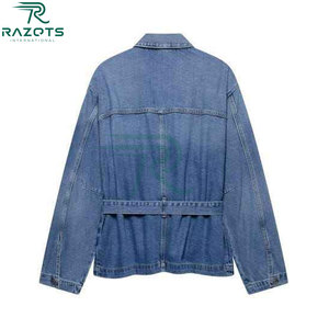 Razorts International Women's <b>Denim</b> <b>Jacket</b> Washed Regular Fit <b>Cropped</b> Vintage Style Eco-Friendly Spring Winter Casual Wear - Product Image 2