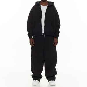 ชุดวอร์มผ้าคอตตอนแบบมีซิปชุดวอร์มมีฮู้ดและกางเกงวอร์มมีซิปทรงโอเวอร์ไซส์ผ้าคอตตอนออกแบบโลโก้ได้ตามต้องการ - Product Image 6