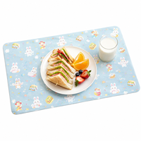 Tapis de déjeuner scolaire mignon violet pour filles, set de table rectangulaire en tissu lavable pour enfants avec imprimé dessert Kawaii