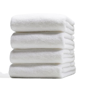 Ensemble de serviettes de bain en coton blanc, couleur unie, rectangulaires, tissées, douces pour la peau, usage domestique, adulte - Product Image 2