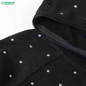 เสื้อฮู้ดซิปเต็มตัวสั่งทำขายส่ง ผ้าฟลีซ/เฟรนช์เทอร์รี่ 450 GSM ดีไซน์ทันสมัยประดับเพชรเทียม แห้งเร็ว - Product Image 5