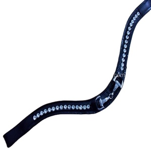 Bandes de front en cuir cristal avec peu de fantaisie fait à la main nouveau design personnalisé bande de front de cheval en cuir noir ou marron havane toutes les tailles - Product Image 1