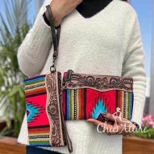 กระเป๋าคลัทช์หนังอานมือสไตล์วินเทจสไตล์ตะวันตกกระเป๋าถือหนังเย็บแบบใหม่ขายดีและกระเป๋าสตางค์ของผู้หญิง - Product Image 1