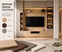 Meuble TV mural moderne de luxe KEJIA avec éclairage LED, finition bois, pour salon