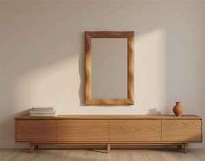 Espejo de Pared Decorativo Hecho a Mano con Marco de Madera Natural de Diseño Moderno y Lujoso, Grabado Personalizado, Ecológico, para Bodas y Sala de Estar - Product Image 3