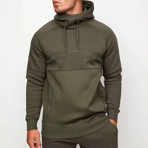 Sweat à capuche d'été en coton éponge français de haute qualité, épais, épaules tombantes, sweats à capuche unis personnalisés pour hommes - Product Image 1