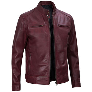 Chaqueta Clásica de Cuero Genuino para Hombre con Cuello Alto y Logotipo Frontal, Ropa Exterior Cortavientos y Transpirable para Hombres con Estilo - Product Image 5