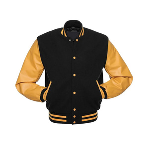 <b>Mens</b> <b>Leather</b> Sleeve Varsity <b>Jacket</b> Letterman Style Button Front Regular Fit Winter Outerwear Custom Logo - Product Image 5