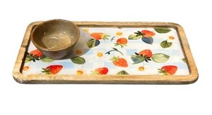 Plateau Berry Patch Plateaux de service en bois pour les fêtes Chips et Dip Assiette d'hébergement avec support Bar à salade Ensemble de service - Product Image 4