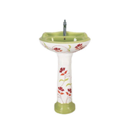 Lavabo sur pied en céramique colorée moderne avec drain, à poser au sol, pour salle de bain, hôtel, villa