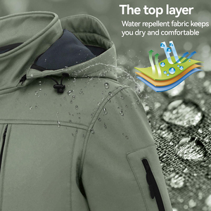 Vestes d'extérieur de couleur unie logo personnalisé coupe-vent imperméable manches longues veste softshell pour hommes - Product Image 5