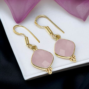 ชุด925สเตอร์ลิงเงินชุดต่างหูห้อยเครื่องประดับสีชมพู Chalcedony ลดลงสำหรับผู้หญิงที่เชื่อถือได้ผู้ผลิตแฟชั่นจำนวนมาก - Product Image 1