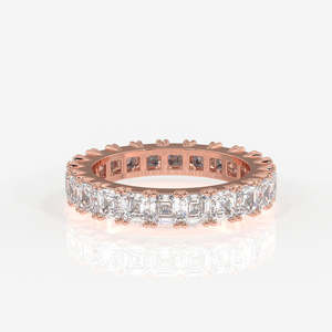 Anillo de Eternidad con Diamantes Moissanite Corte Asscher en Oro de 9K, Lujoso y Duradero - Product Image 6