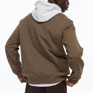 Sweat-shirt d'hiver à logo personnalisé pour hommes Pull-over brodé à la conception supérieure en coton mélangé chaud Sweat-shirt à col de couleur unie - Product Image 6