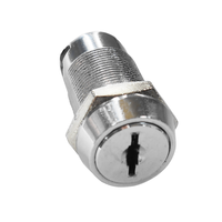 Serrure de casier ABA robuste en alliage de zinc 19 mm, finition chromée, 2 clés plates, entraxe 38 mm, conçue pour les applications de distributeurs automatiques
