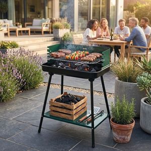 Barbecue Rettangolare Portatile Moderno BestBQ 58x38xh.82 cm, Altezza Regolabile, Senza Fumo, per Cucina e Uso Domestico - Product Image 1