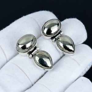 Apache Pyrite Gold Studs 24K Gold Plated Bezel Setting Solid 925 Sterling Silver Jewelry <b>Gift</b> for Women Anniversary Christmas - Product Image 6