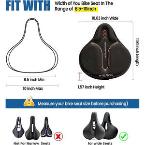 Funda de Asiento de Bicicleta Ancha y Grande, Cojín de Espuma Viscoelástica Suave, Acolchado para Bicicleta de Ejercicio, para Hombres y Mujeres, Funda de Bicicleta Cómoda para Ciclismo - Product Image 6