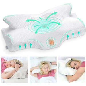 Modern Ergonomic Memory Foam <b>Pillow</b> with Custom Logo Rectangle and Wave Pattern Solid Focused on <b>Neck</b> Support - Product Image 2