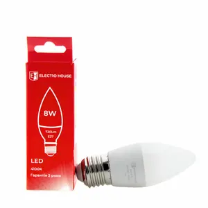 Lampadina a LED 8W C37 lampadina a LED E27 illuminazione per interni risparmio energetico all'ingrosso 2 anni di garanzia 220V