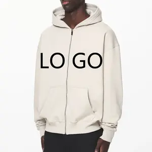 Sudadera con capucha con estampado digital vintage de algodón de alta calidad, sudadera con cremallera y hombros caídos para hombre, Sudadera con capucha personalizada - Product Image 5