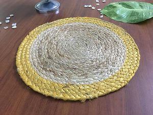 Manteles individuales de yute hechos a mano superventas cuerda de yute de paja natural tejida mantel redondo bordado para mesa de comedor para hotel en casa - Product Image 4