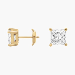 14K Solid Gold F-G VS2-SI1 Princess Lab Grown Diamond Prong Stud <b>Earrings</b> 3 Ct Total Guardian <b>Backs</b> Three Prong Wholesale Gift - Product Image 4