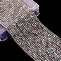 Perles Rondelles Micro-Facettées en Labradorite AAA 3mm-4mm, Pierre Semi-Précieuse Naturelle Labradorite Feu Bleu, Perles Libres pour Bijoux