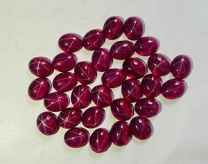 Precio al por mayor Rubí de 6 estrellas Alta calidad 3A Estrella roja Rubí Oval Rojo Transparente Estrella Rubí Joyería suelta Fabricación de piedras preciosas, - Product Image 3