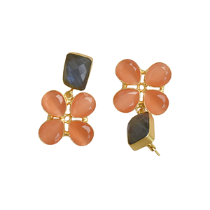 Pendientes de Labradorita con Diseño de Constelaciones Vintage, en Latón con Baño de Oro de 14K - Product Image 5