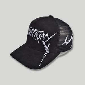 Casquette de baseball en toile et maille personnalisable OEM avec votre logo, 5 panneaux, patch brodé 3D, casquette trucker en velours suédé - Product Image 3