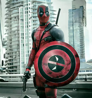 Dead-Pool Cosplay Schild Wanddekoration Eisen Metall Antik-Stil Digital Bedruckt Schwarz Rot 50cm/20" 2kg Handgehalten für Zuhause