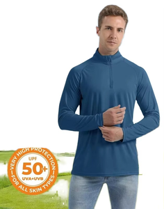 เสื้อแบบมีซิปปักลายสำหรับผู้ชายผ้าฟลีซแขนยาว UPF 50 + 1/4แห้งเร็ว - Product Image 2