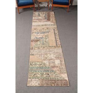 Petit tapis vintage 2,8x9,7 pieds, tapis turc géométrique beige - Product Image 1