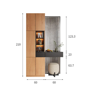 Meuble de rangement minimaliste pour entrée de salon, armoire à chaussures en bois massif, meuble de couloir avec rangement intégré et tiroirs, personnalisable D - Product Image 6